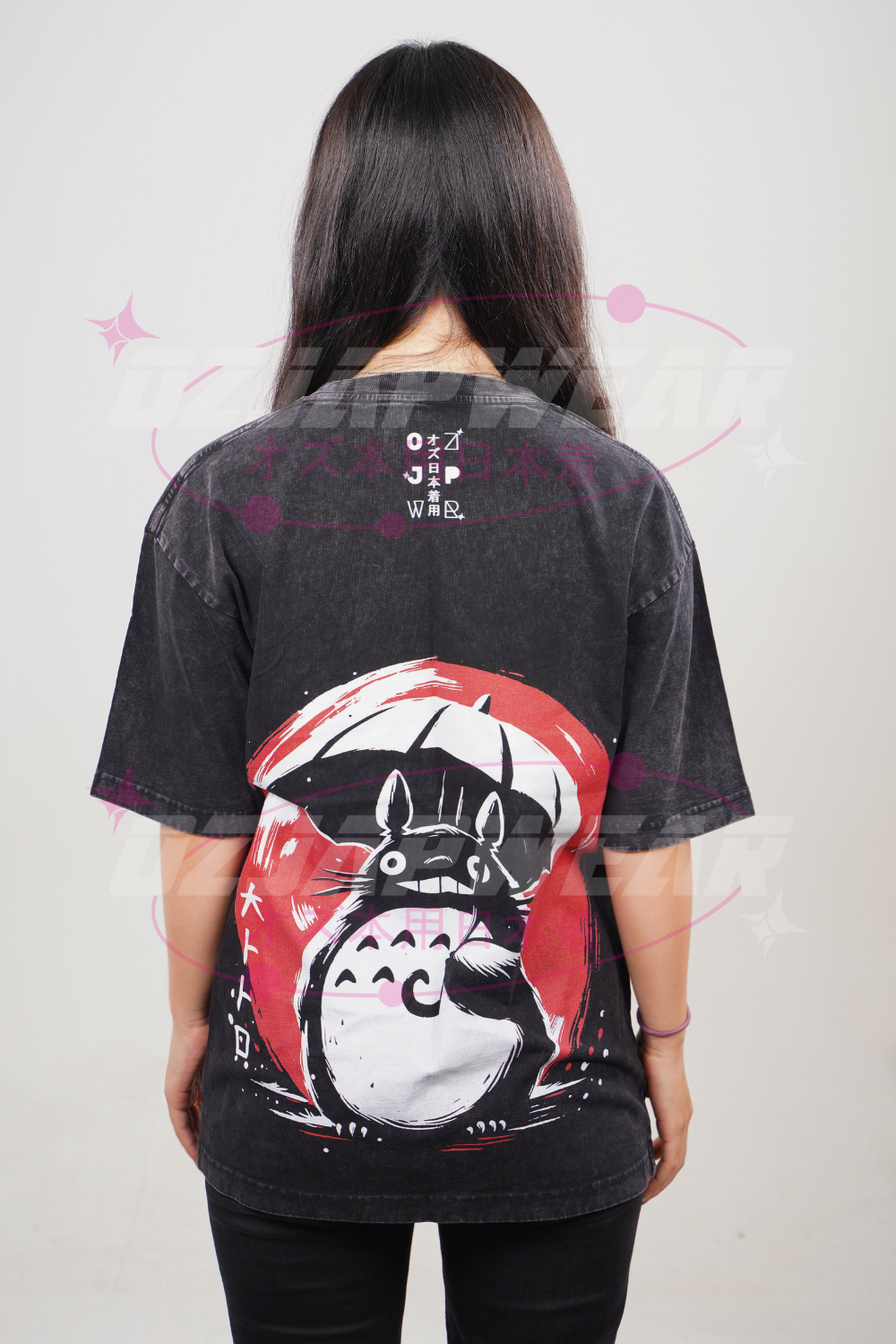 Totoro Red Moon Oversized Tee – Studio Ghibli Anime Shirt | OzJapwear