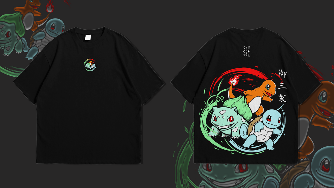 Kanto Starters Oversized Anime Tee– PRE ORDER