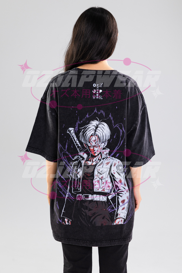 Future Trunks limited oversized anime t-shirt front and back design black streetwear
