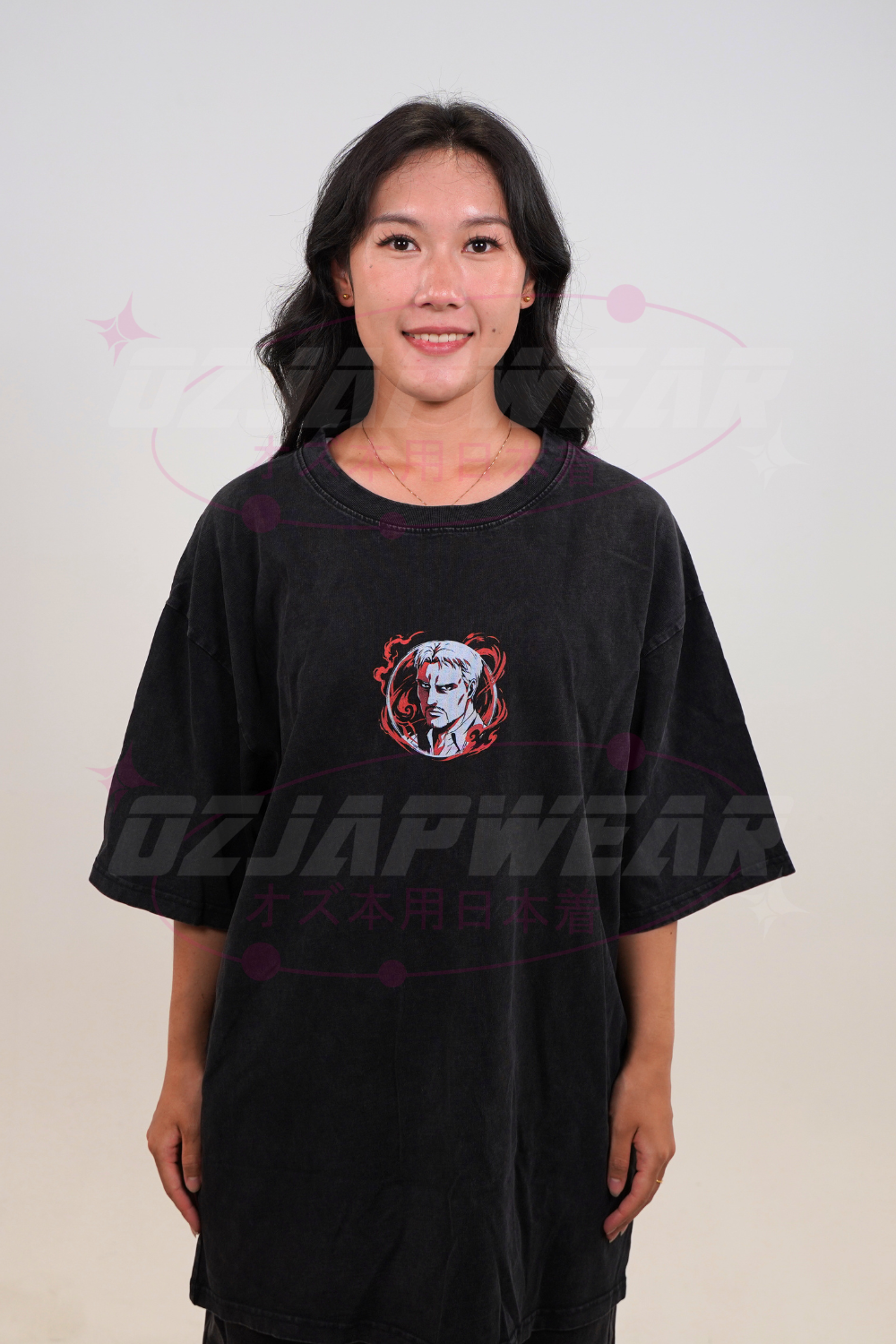 Armored Titan oversized anime t-shirt front and back design Attack on Titan streetwear