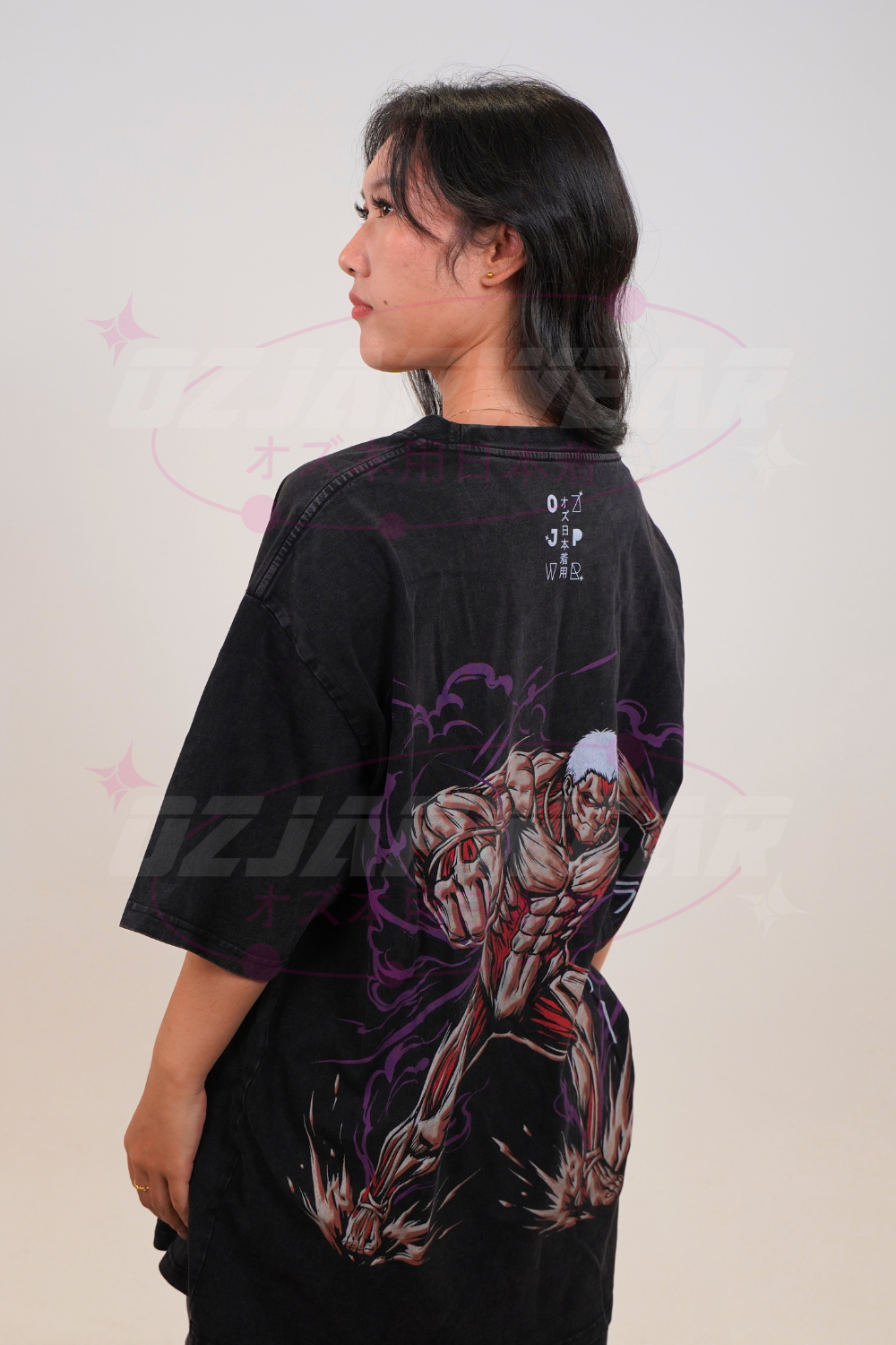 Armored Titan oversized anime t-shirt front and back design Attack on Titan streetwear