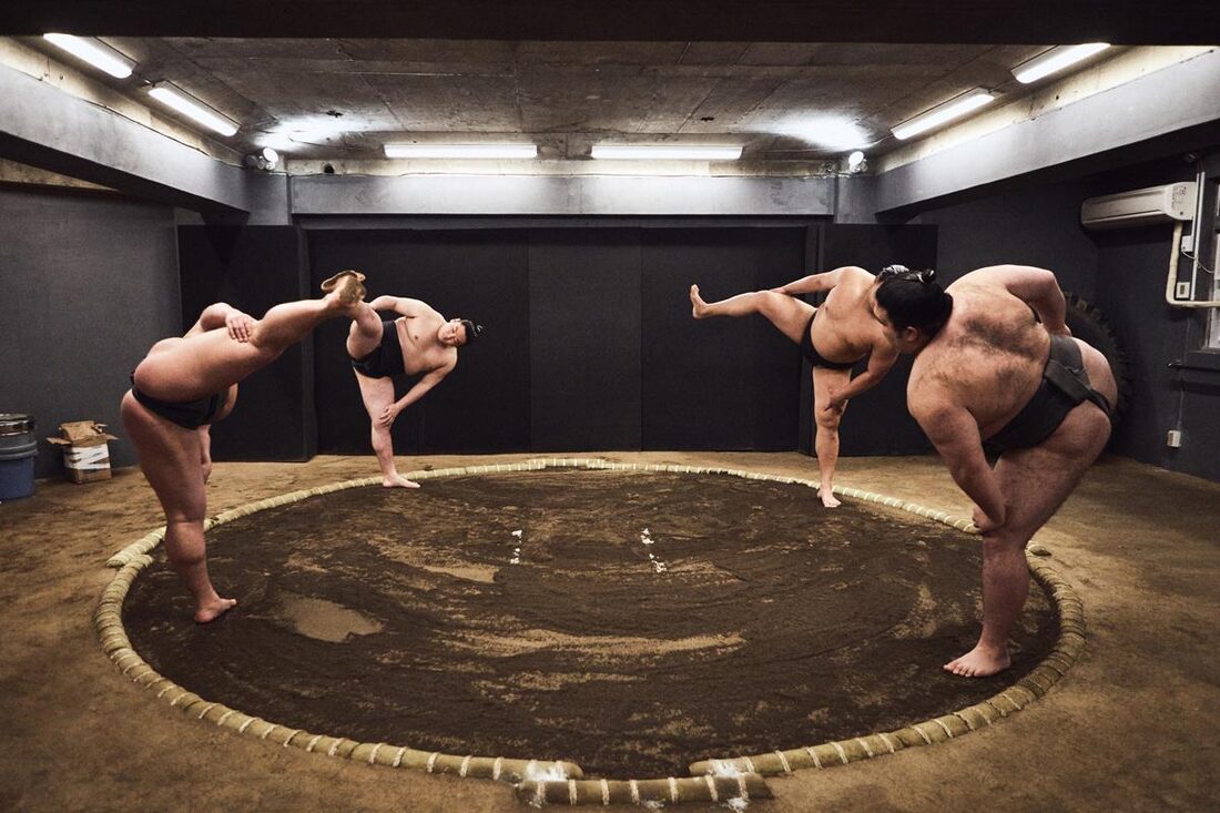 Sumo training on the dohyo